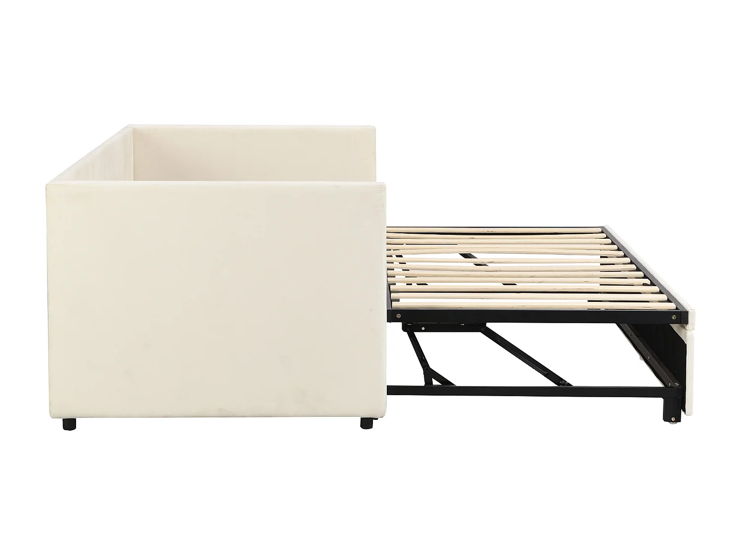 Canapé-lit 90x200cm Style moderne multi fonction avec sommier à lattes revêtu de velours Beige parfait pour studio ou salon (Sans matelas)