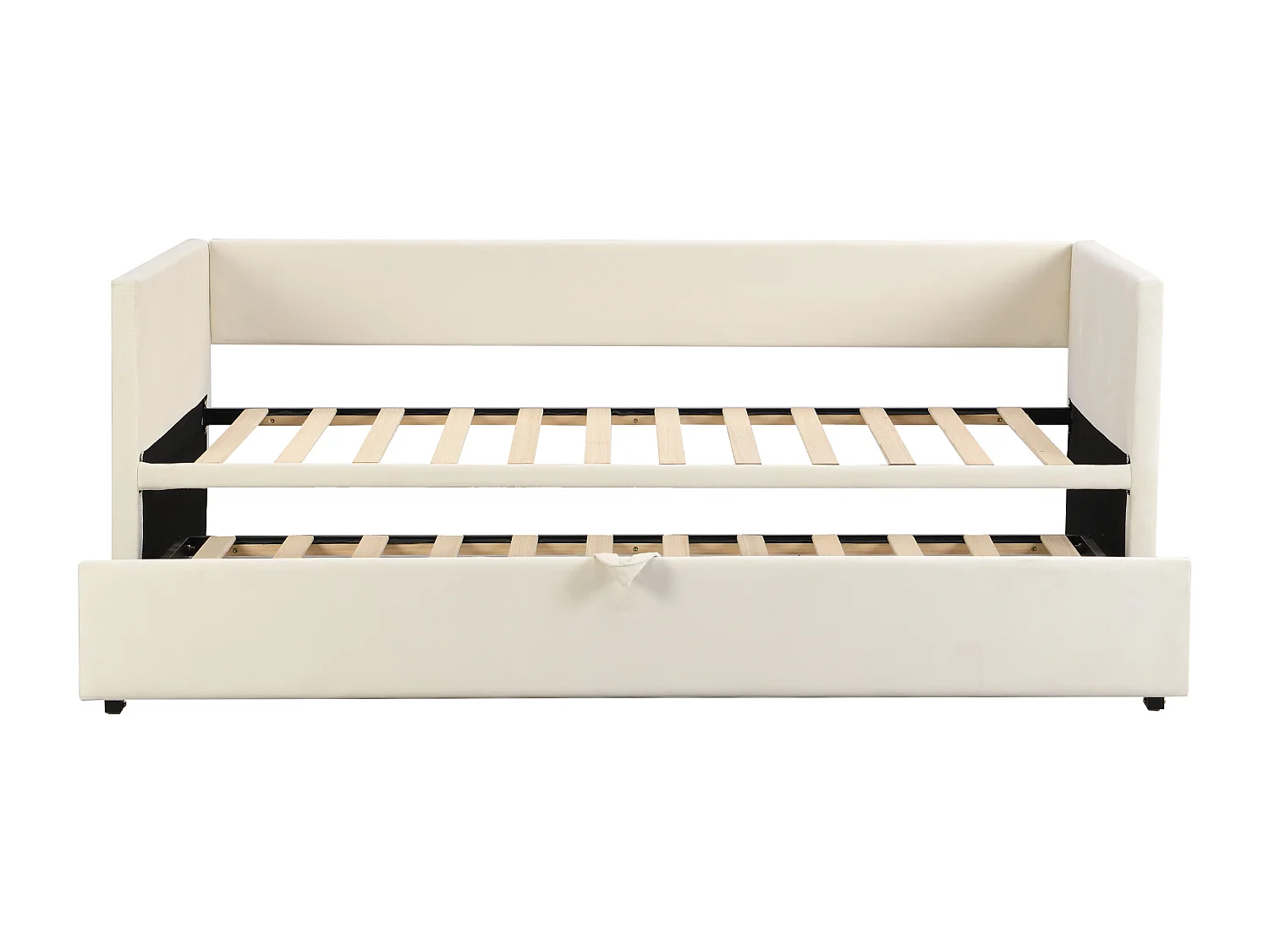 Canapé-lit 90x200cm Style moderne multi fonction avec sommier à lattes revêtu de velours Beige parfait pour studio ou salon (Sans matelas)