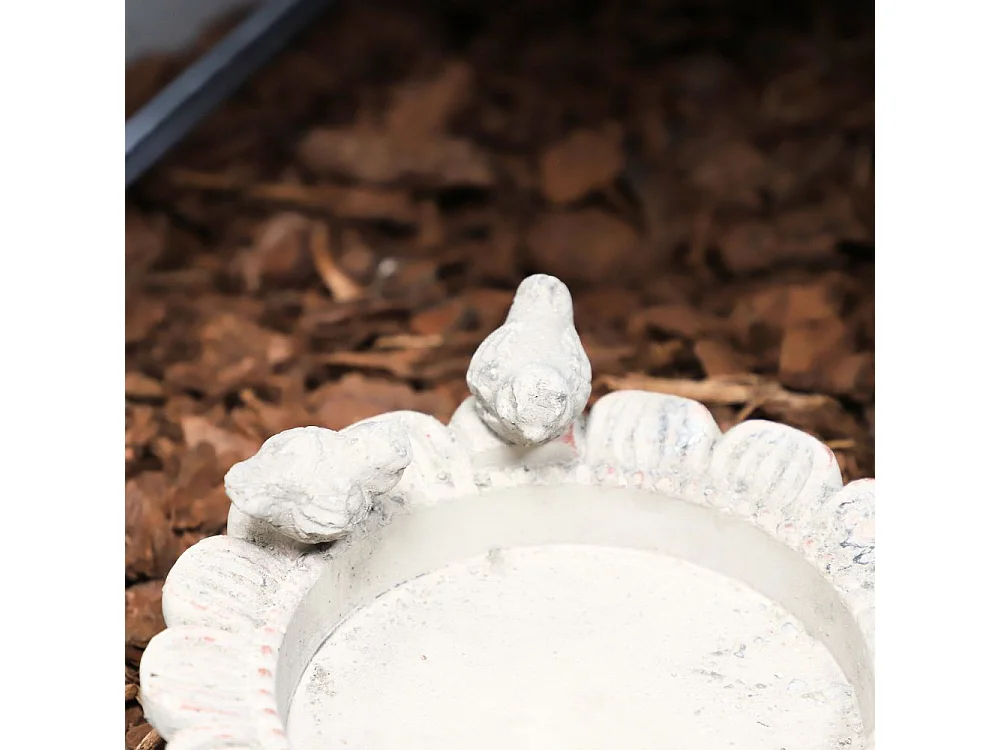 Mangeoire à oiseaux abreuvoir jardin fleur ancien béton gris 24cm