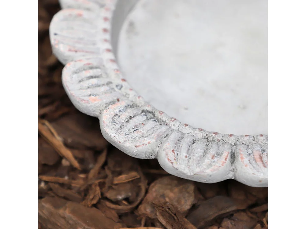 Mangeoire à oiseaux abreuvoir jardin fleur ancien béton gris 24cm