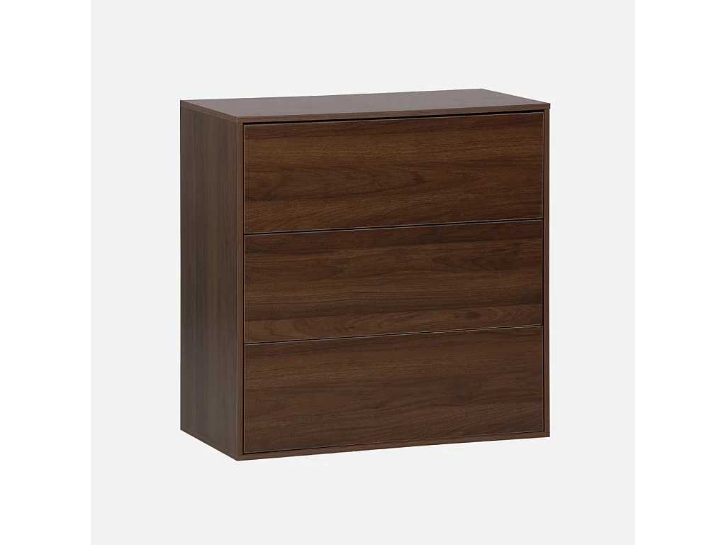 Modulo di stoccaggio decorativo in legno 3 cassetti, noce