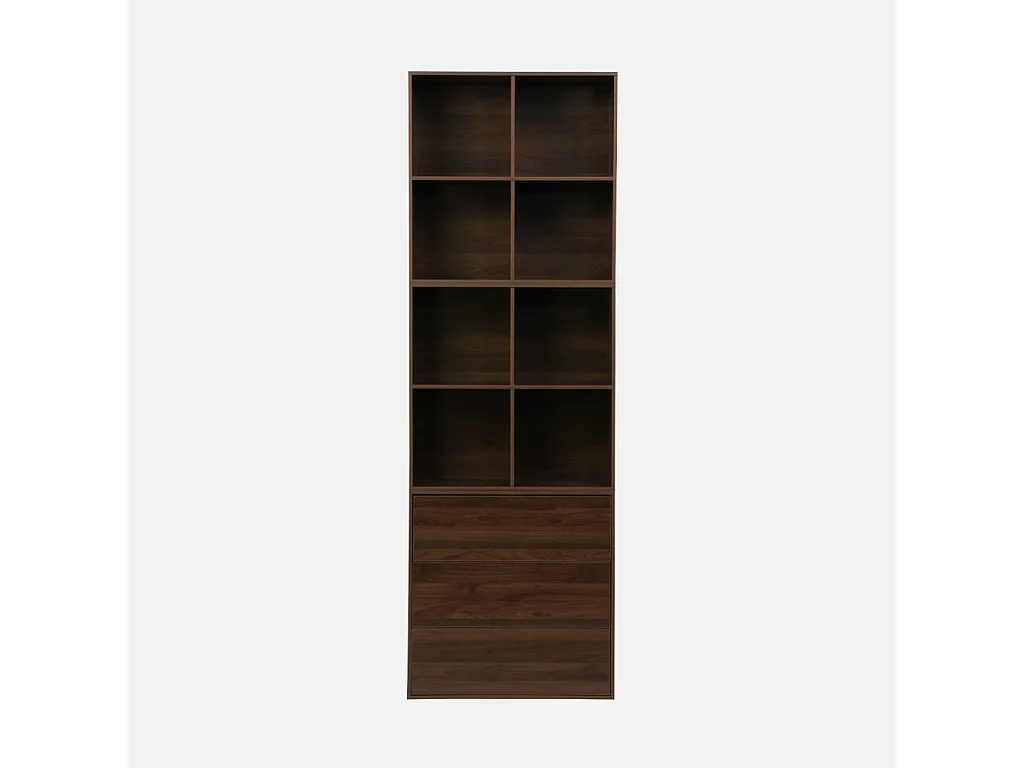 Modulo di stoccaggio decorativo in legno 3 cassetti, noce