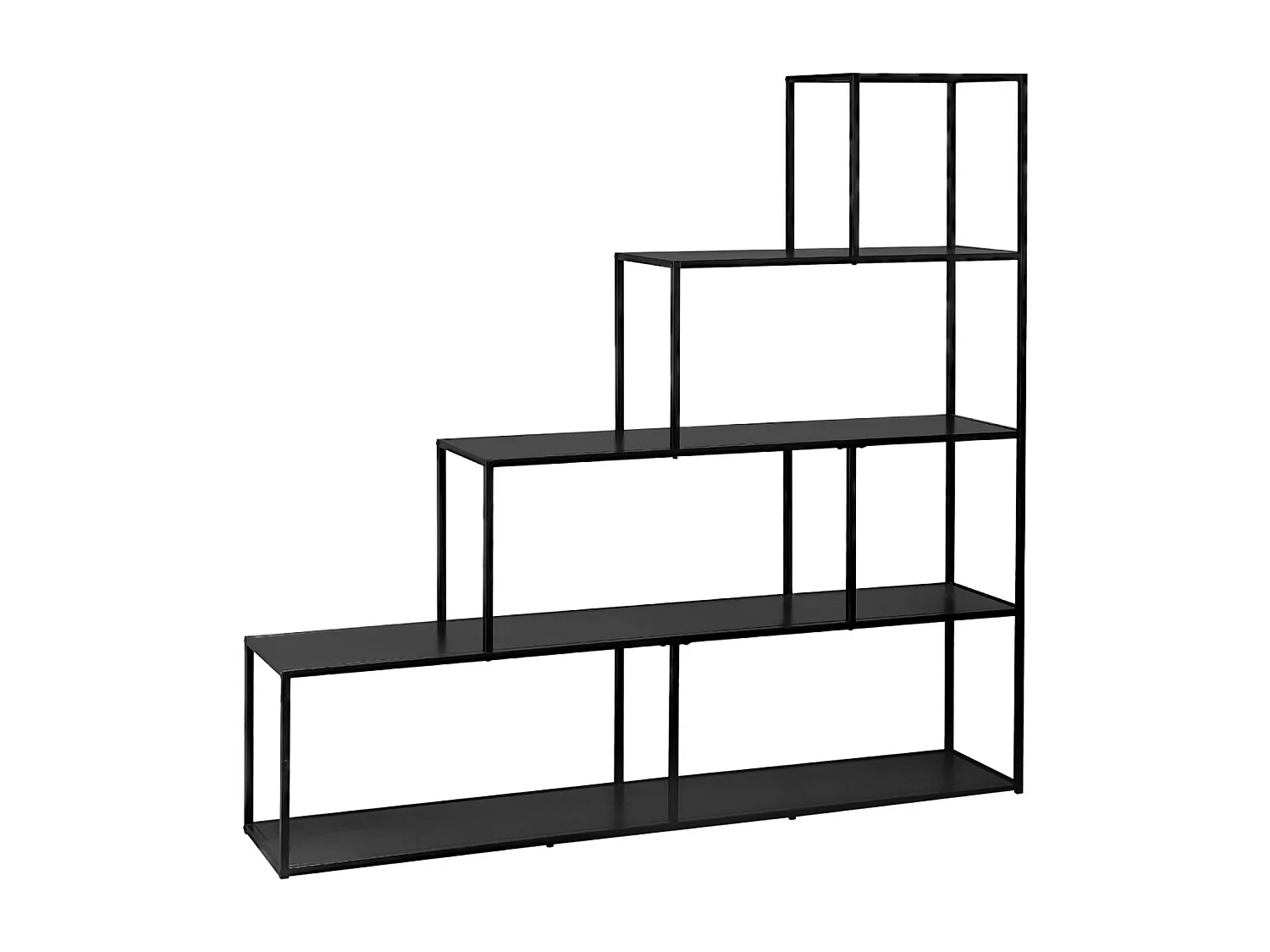 Etagère bibliothèque escalier en métal noir 4 niveaux INDUSTRIELLE  L 160 x P 30 x H 157cm