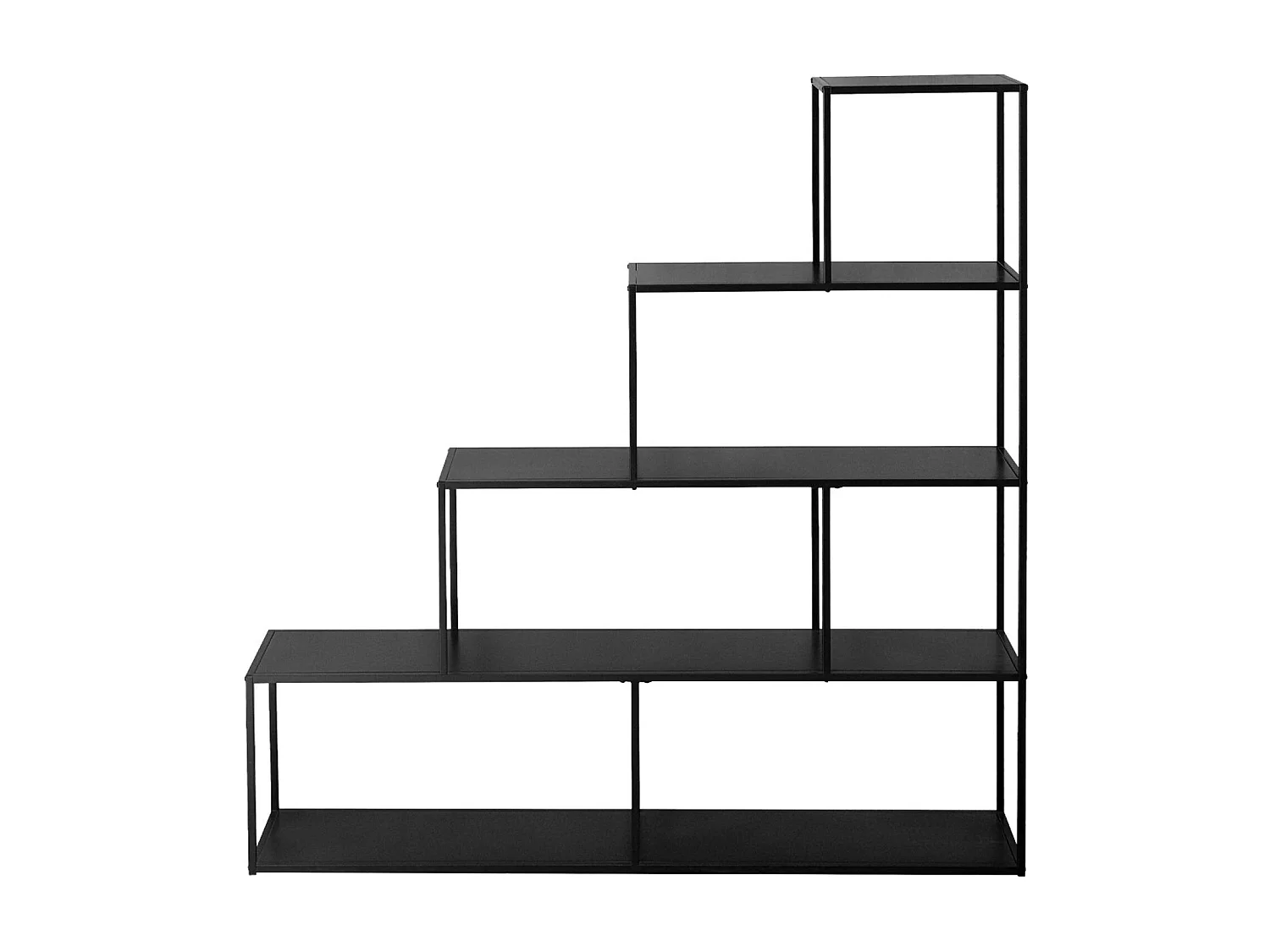 Etagère bibliothèque escalier en métal noir 4 niveaux INDUSTRIELLE  L 160 x P 30 x H 157cm