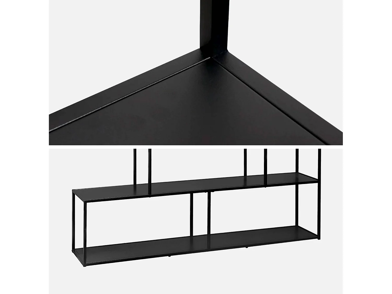 Etagère bibliothèque escalier en métal noir 4 niveaux INDUSTRIELLE  L 160 x P 30 x H 157cm