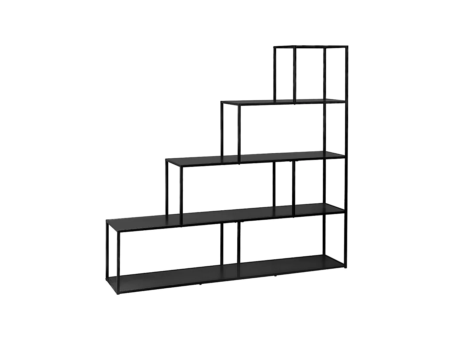 Etagère bibliothèque escalier en métal noir 4 niveaux INDUSTRIELLE  L 160 x P 30 x H 157cm