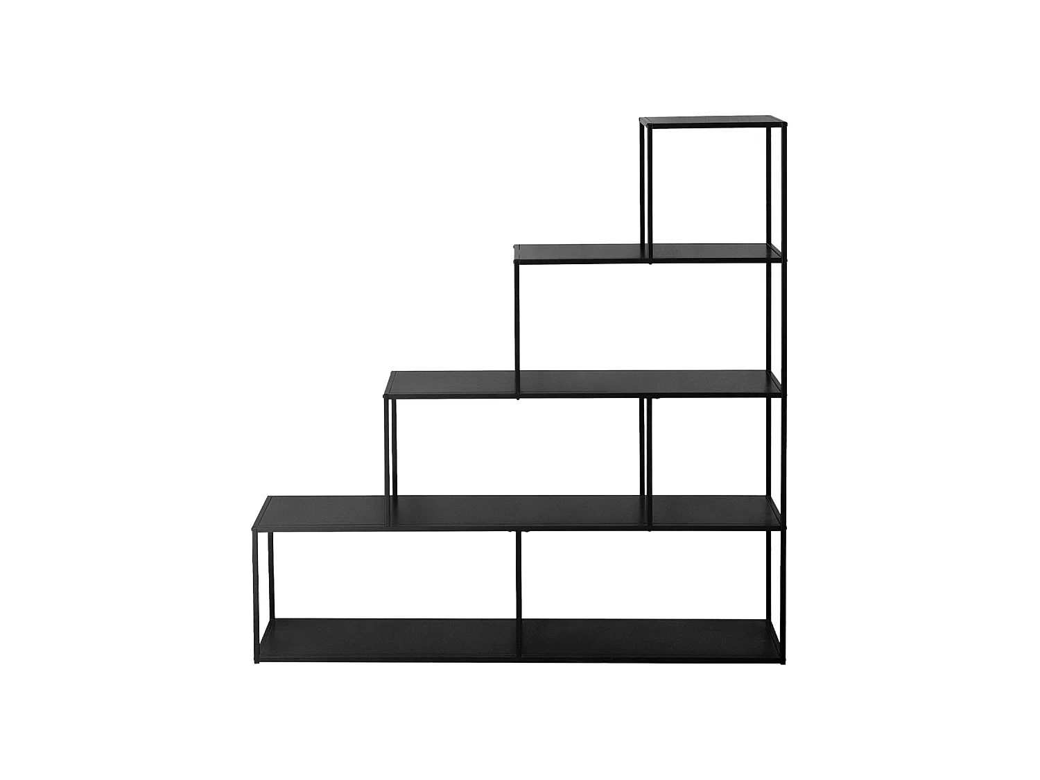 Etagère bibliothèque escalier en métal noir 4 niveaux INDUSTRIELLE  L 160 x P 30 x H 157cm