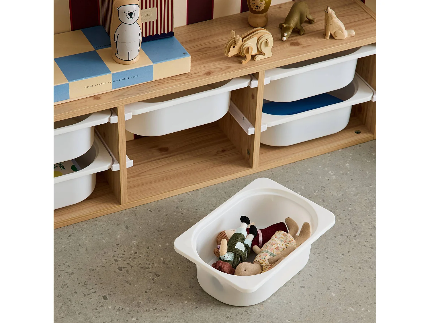 Contenitore per bambini, 6 contenitori, marrone naturale