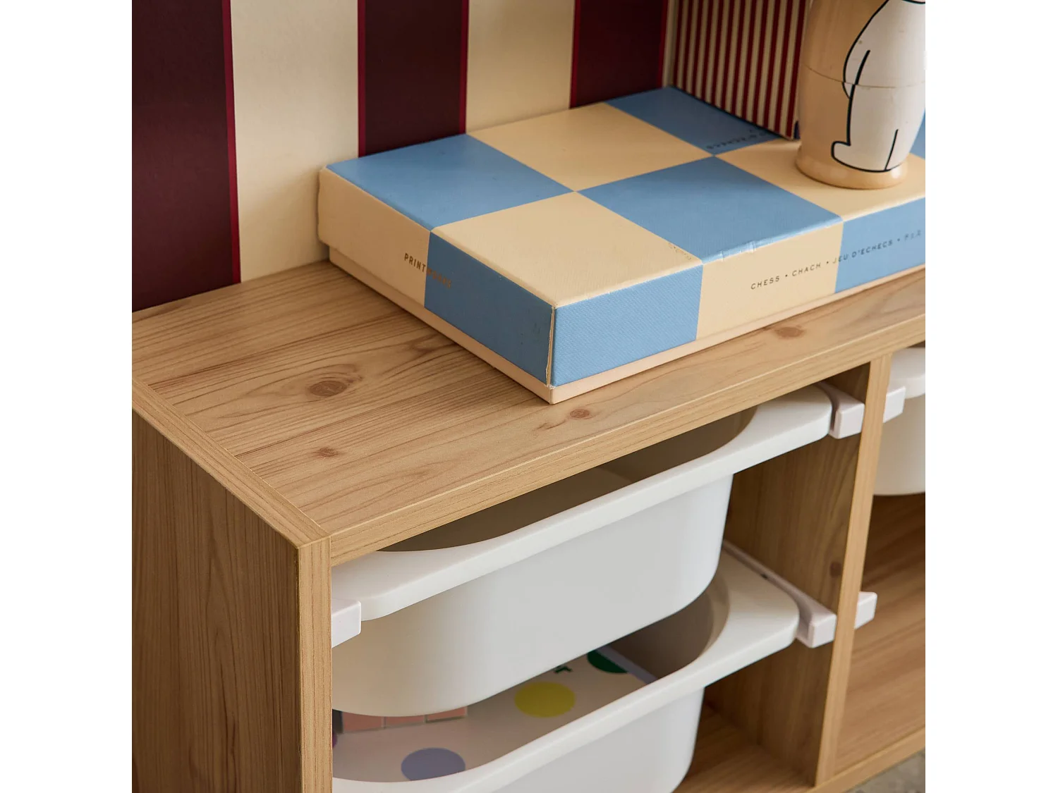 Contenitore per bambini, 6 contenitori, marrone naturale