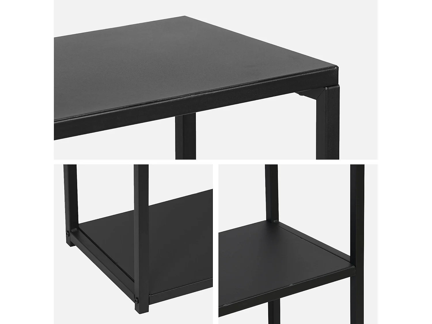 Estantería industrial baja de metal de 3 niveles, 120cm negro