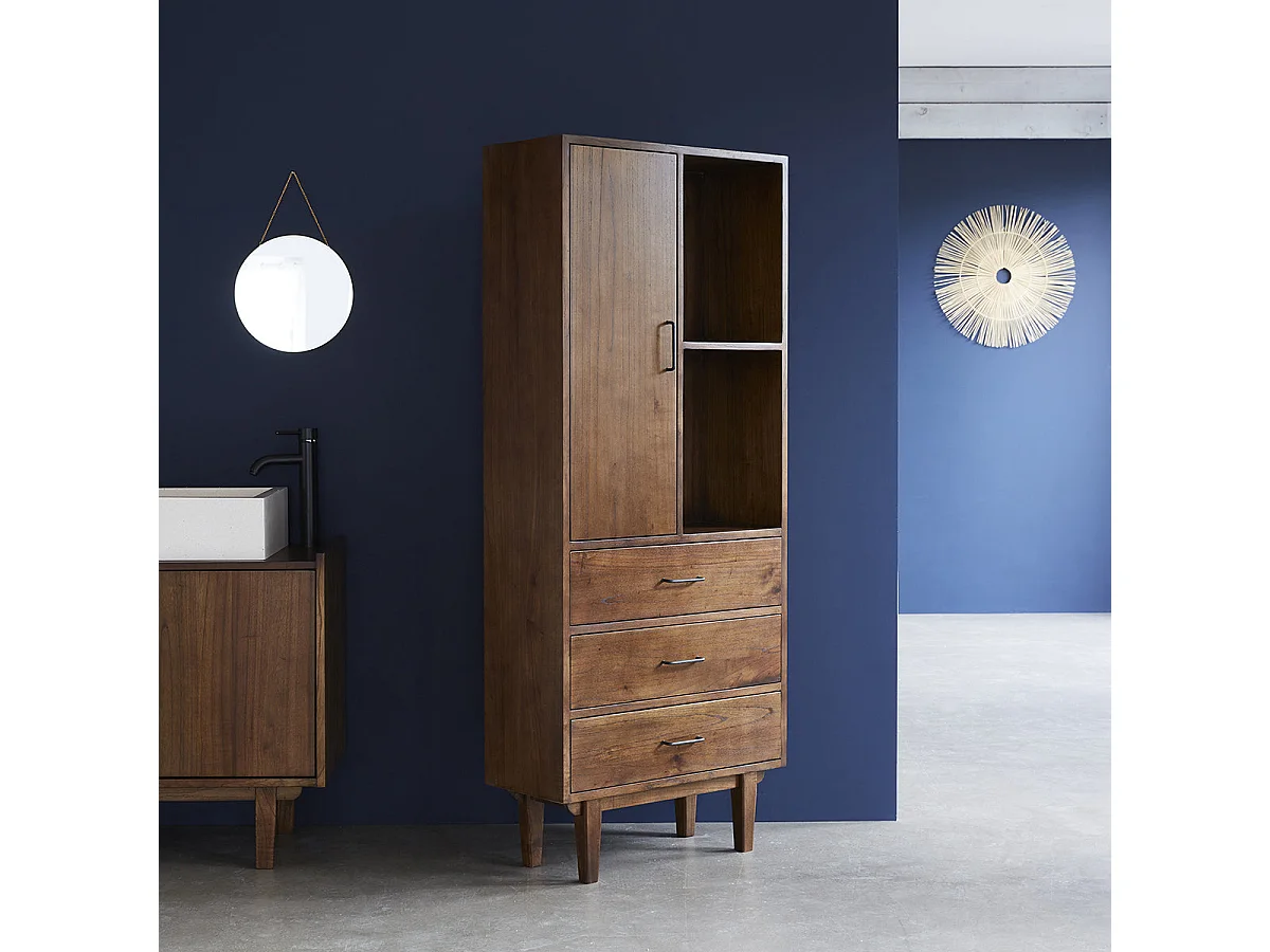 Armario de baño de madera de mindi maciza