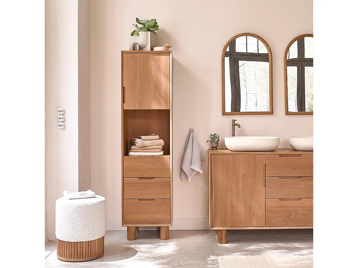 Colonna da bagno in legno massello di teak 45 cm