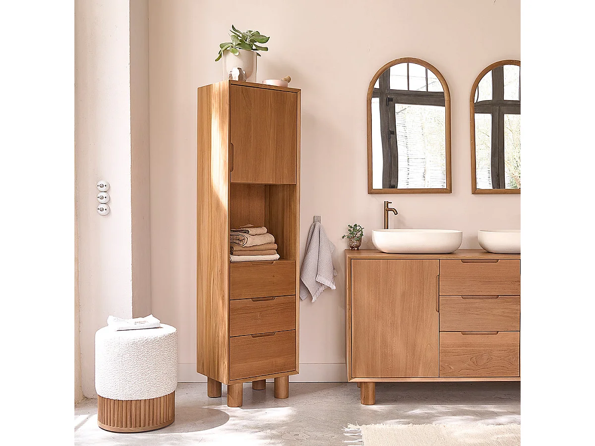 Colonna da bagno in legno massello di teak 45 cm
