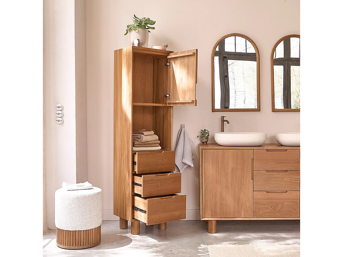 Colonna da bagno in legno massello di teak 45 cm