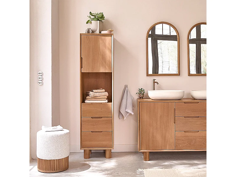 Colonna da bagno in legno massello di teak 45 cm