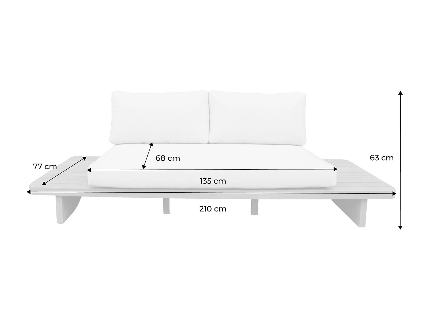 Panca da giardino in legno di acacia, 2 posti, marrone naturale