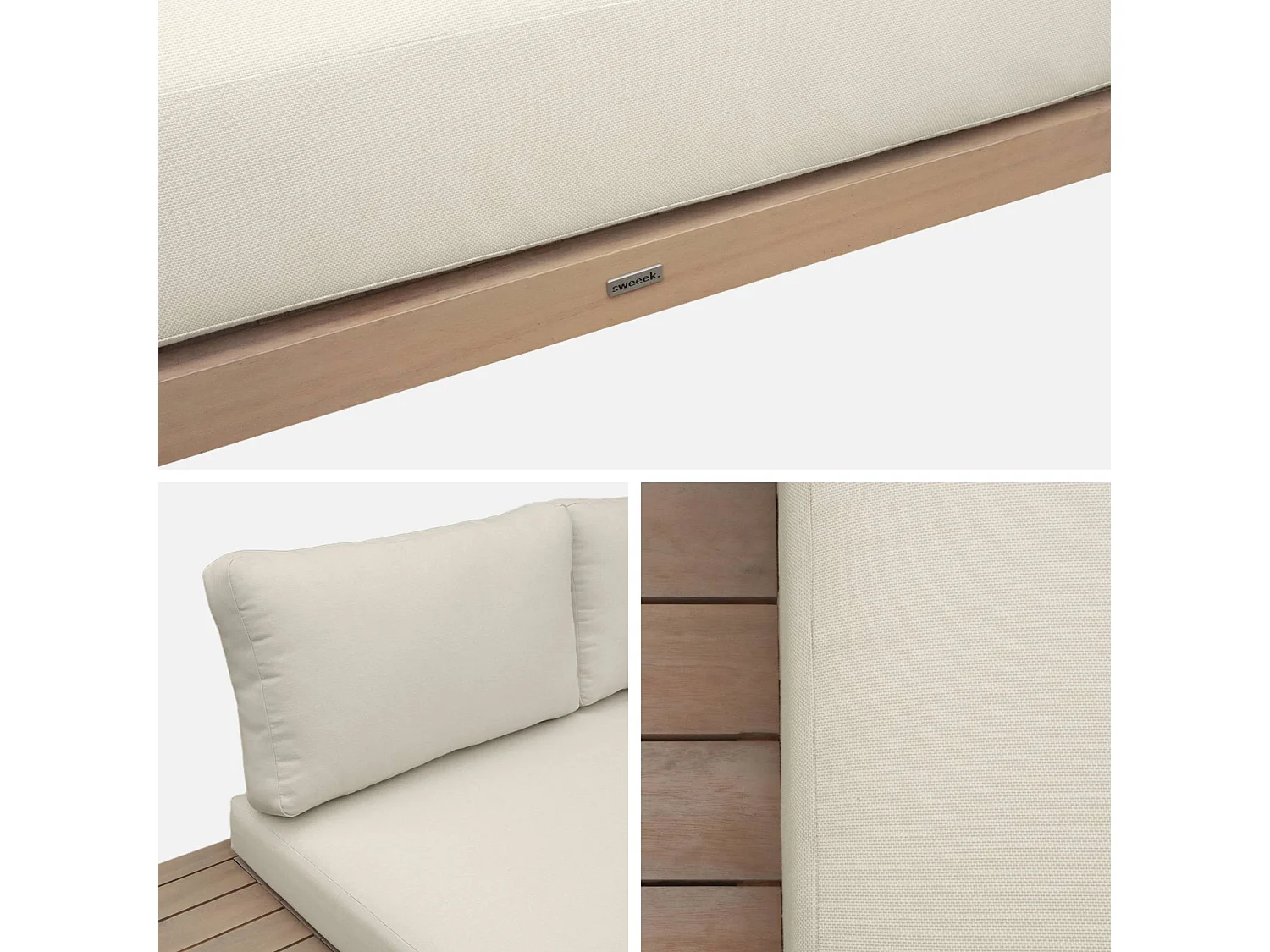 Banquette de jardin bois d'acacia et aluminium 2 places beige - Latika