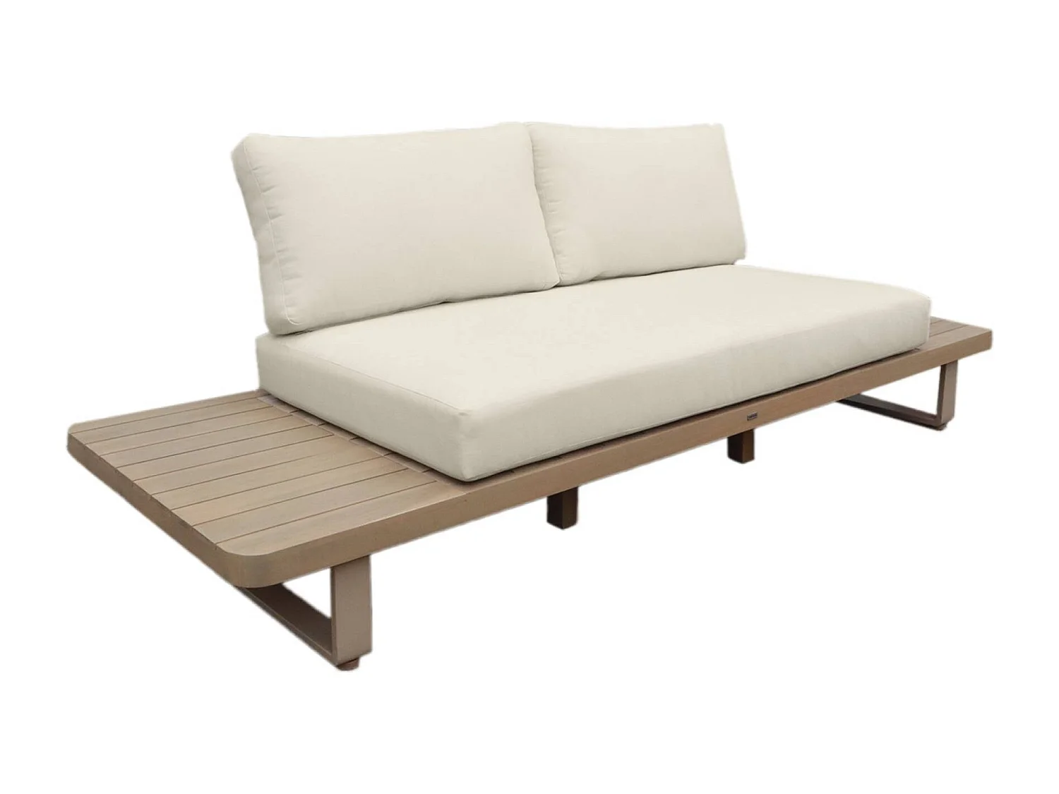 Banquette de jardin bois d'acacia et aluminium 2 places beige - Latika
