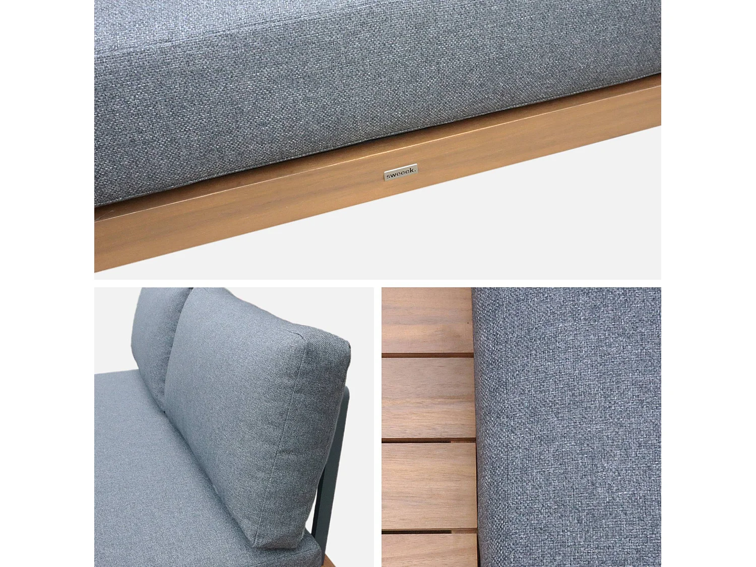 Banquette de jardin bois d'acacia et aluminium 2 places gris - Latika