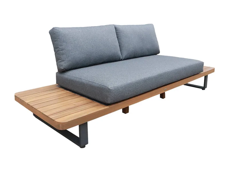 Banquette de jardin bois d'acacia et aluminium 2 places gris - Latika