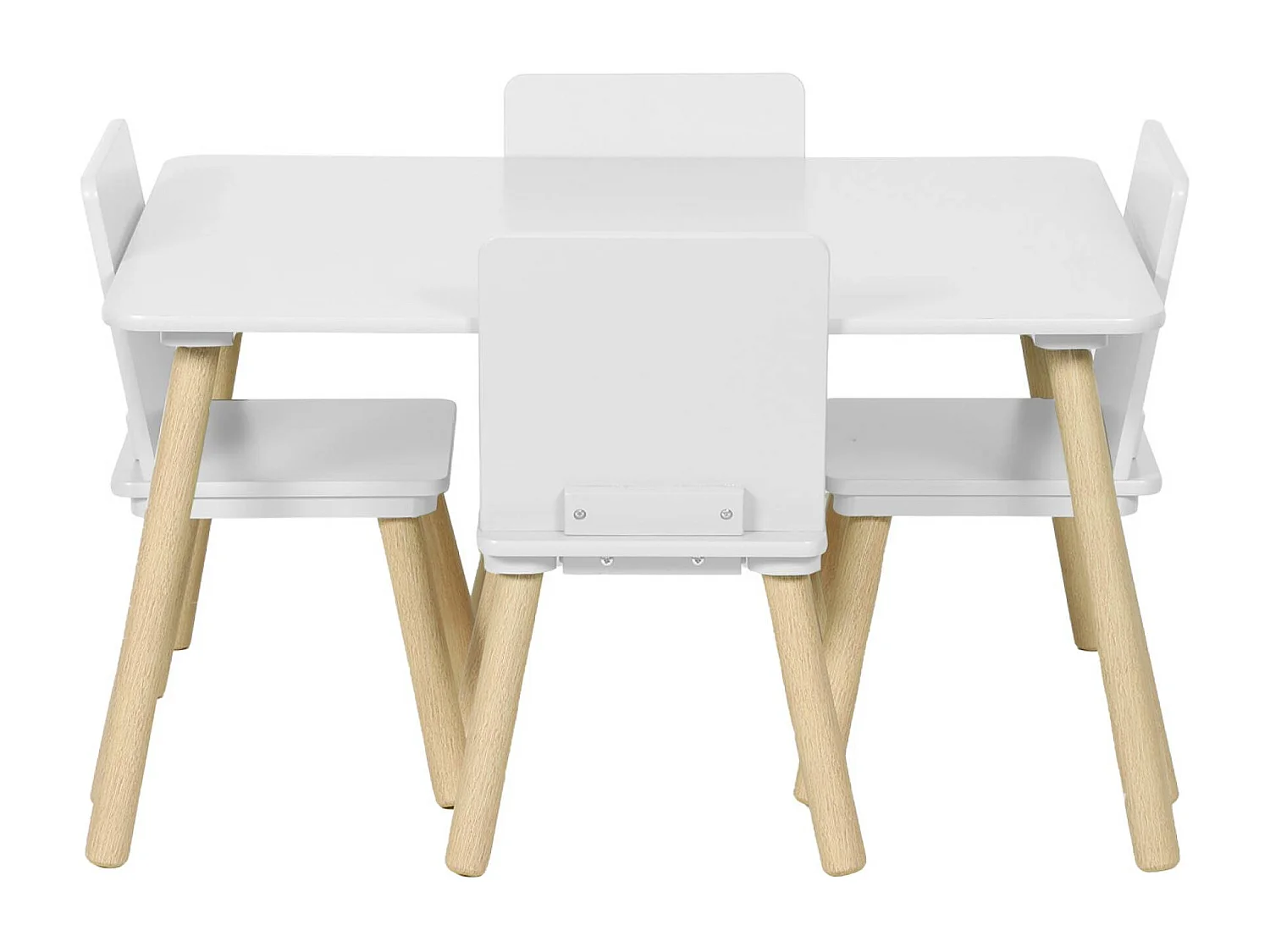 Table rectangulaire enfant bois de pin 4 assises blanc - Judith