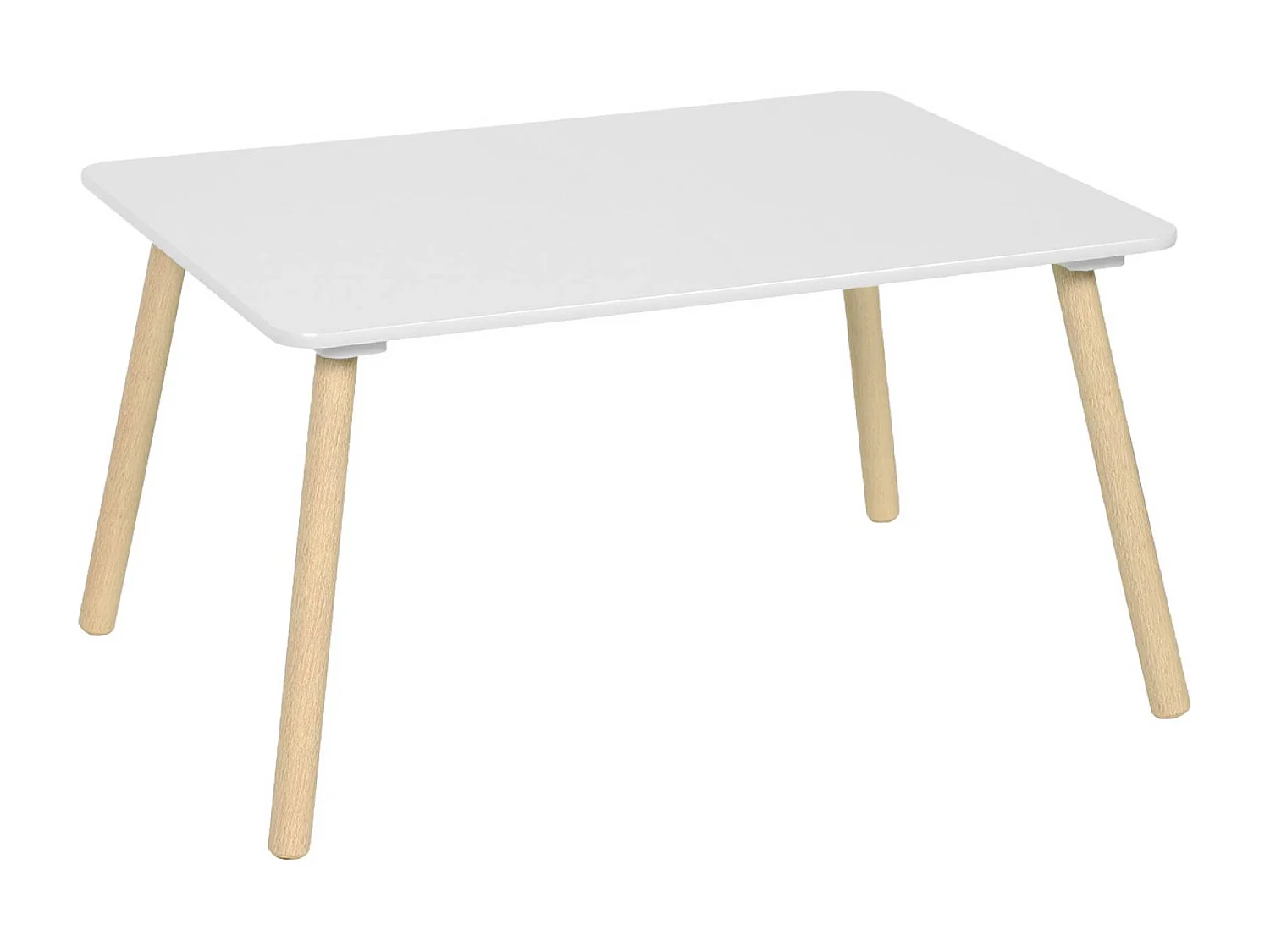 Table rectangulaire enfant bois de pin 4 assises blanc - Judith