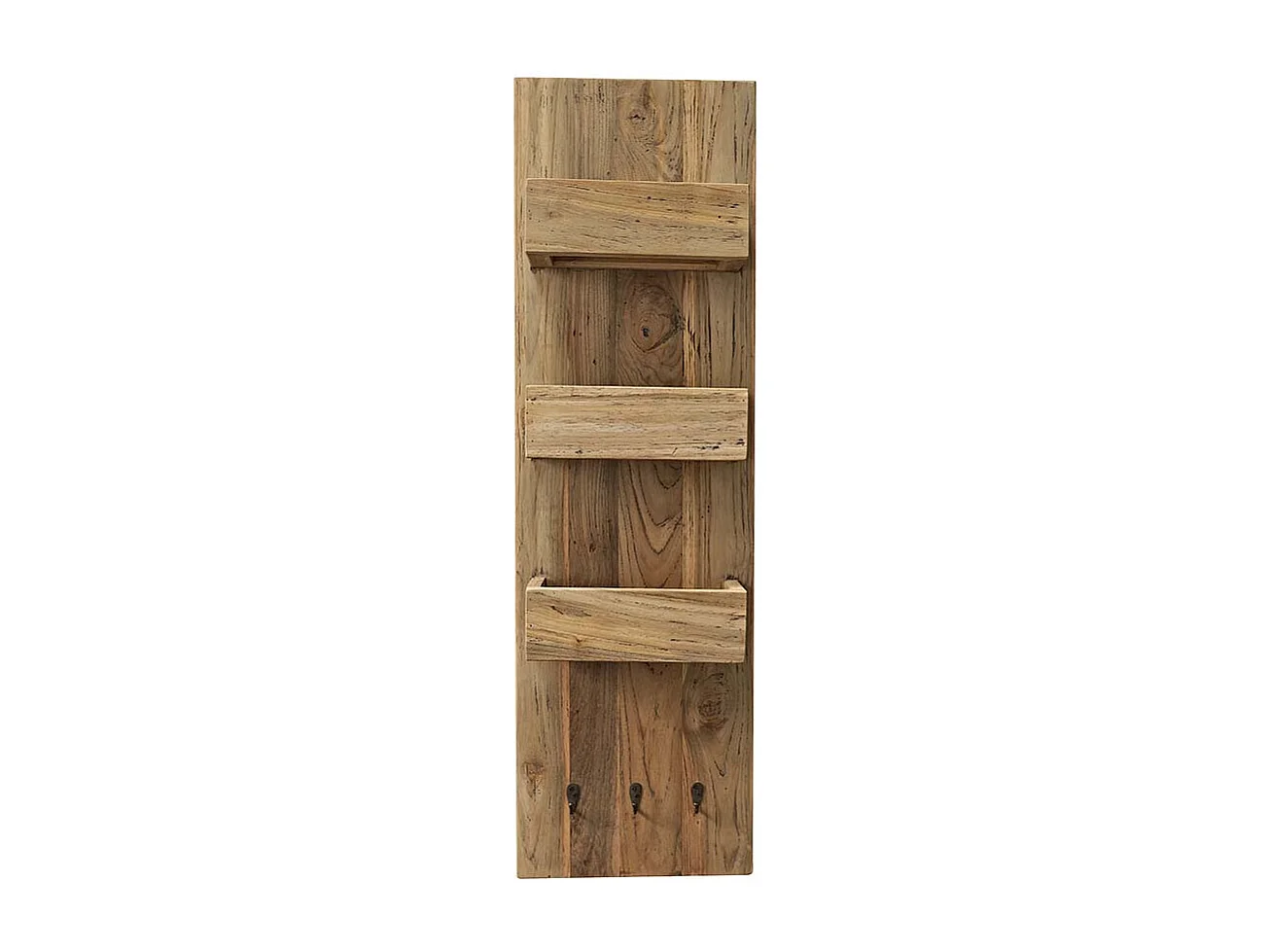 Estantería de pared de madera de teca maciza reciclada