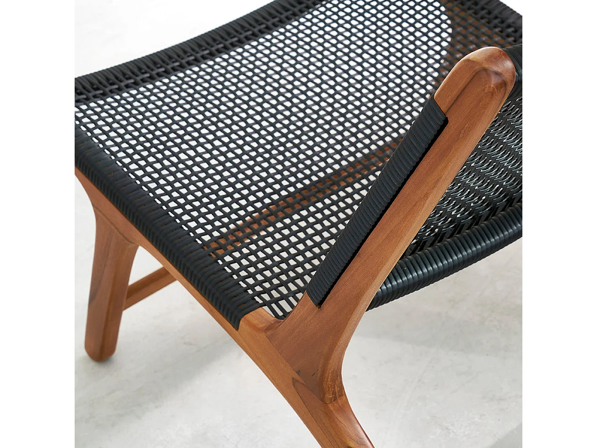 Fauteuil en teck massif et tissage