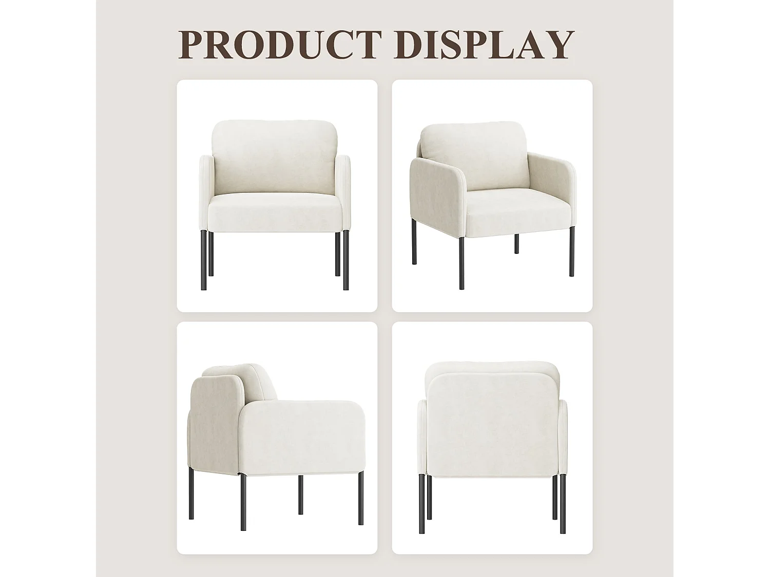 Un fauteuil au confort naturel, pensé pour le quotidien - Fauteuil avec dossier enveloppant et pieds en métal fin, Blanc