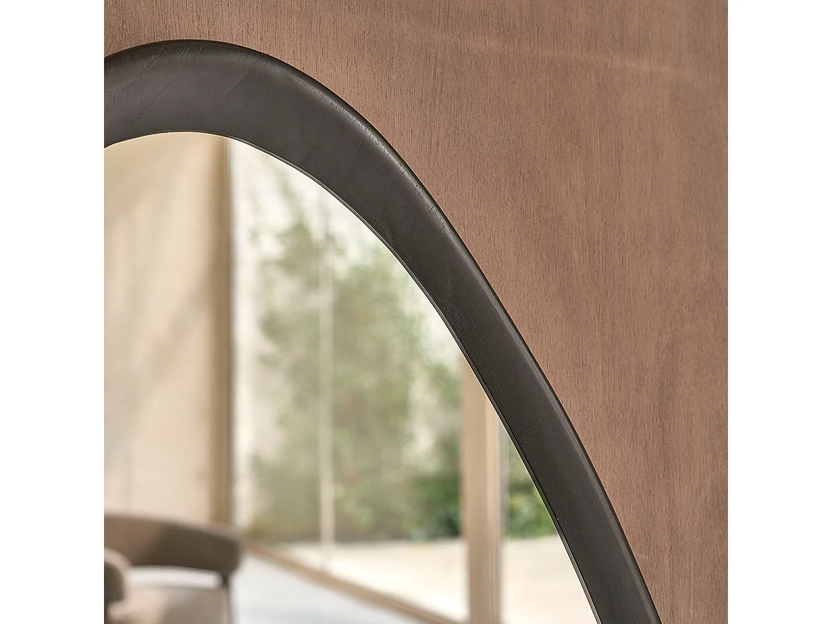 Espejo orgánico de madera de mindi negro 75x60 cm