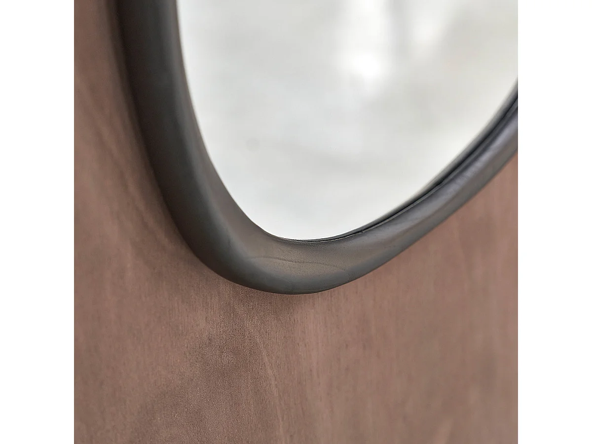 Espejo orgánico de madera de mindi negro 75x60 cm