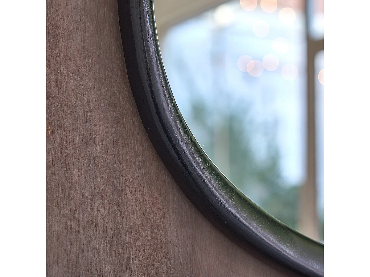 Espejo orgánico de madera de mindi negro 75x60 cm