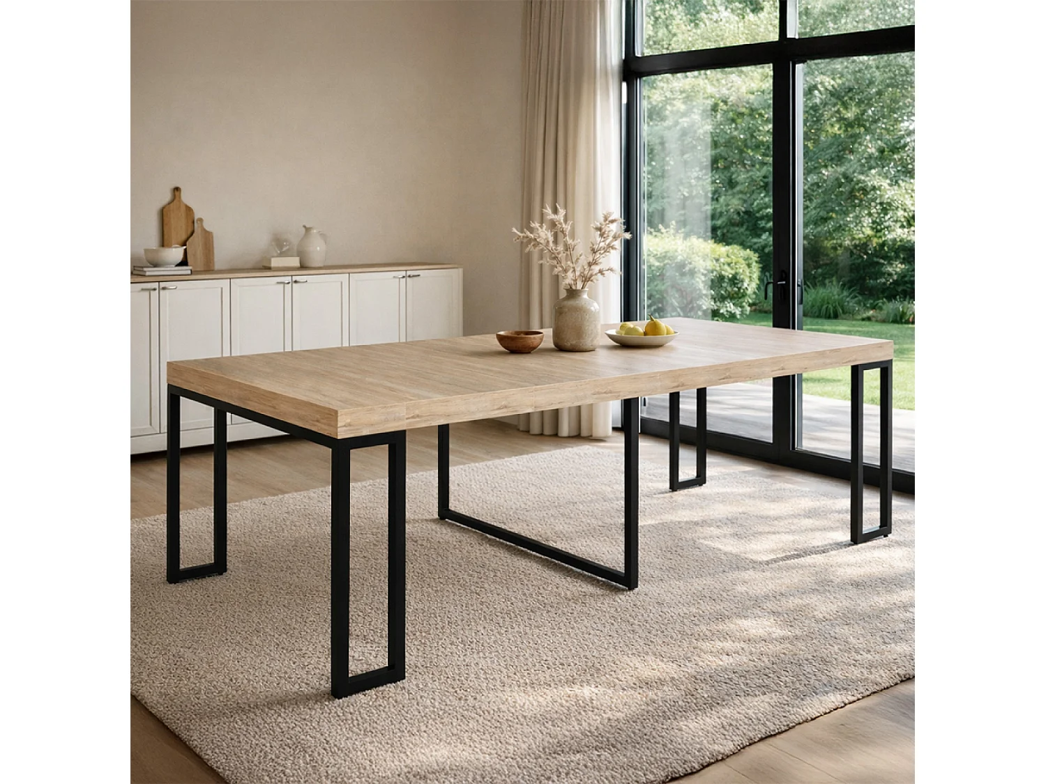 Table console extensible 8-10 personnes effet bois 235cm VELLA