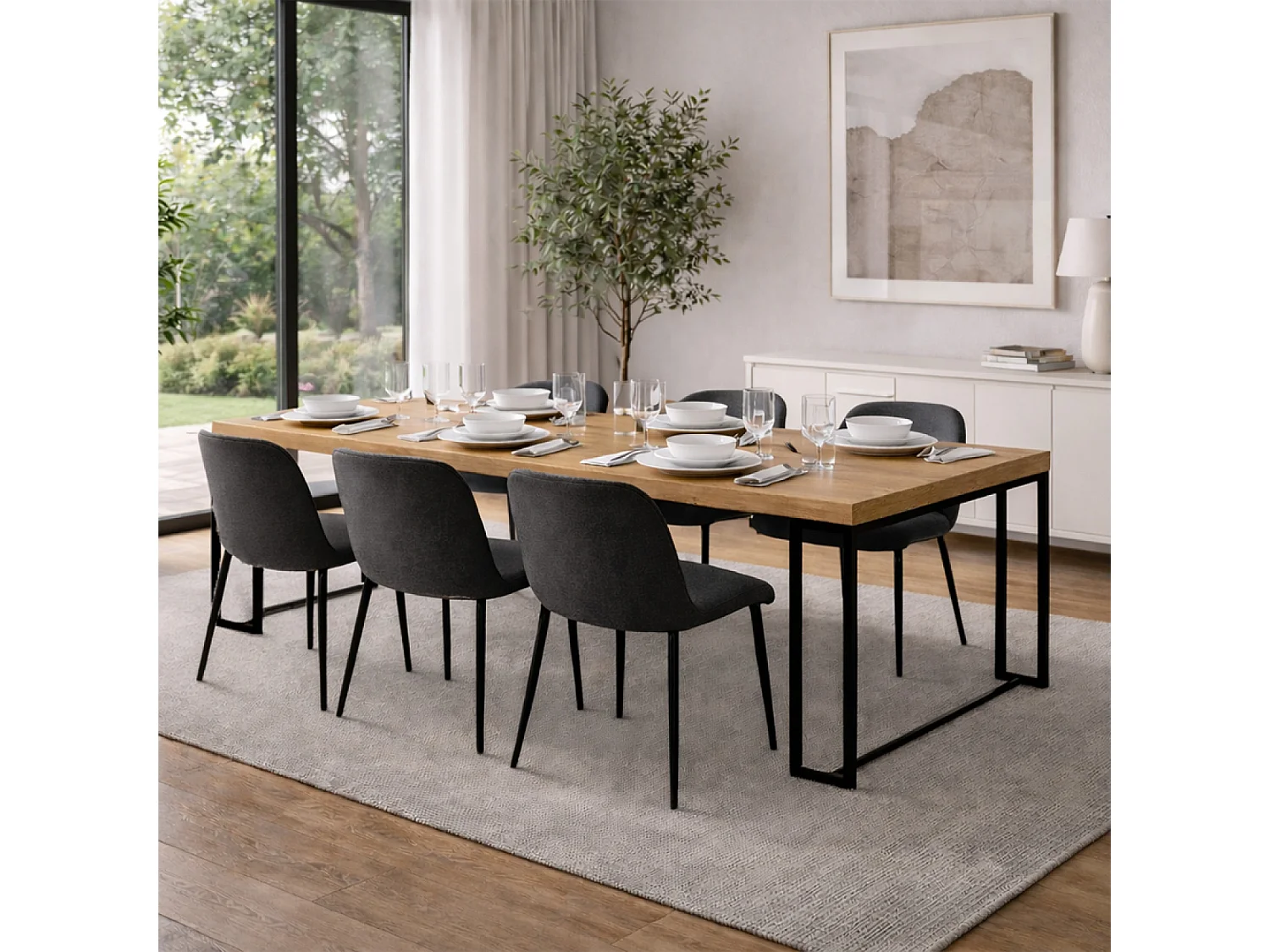 Table extensible 10-12 personnes effet bois 300cm KAMA