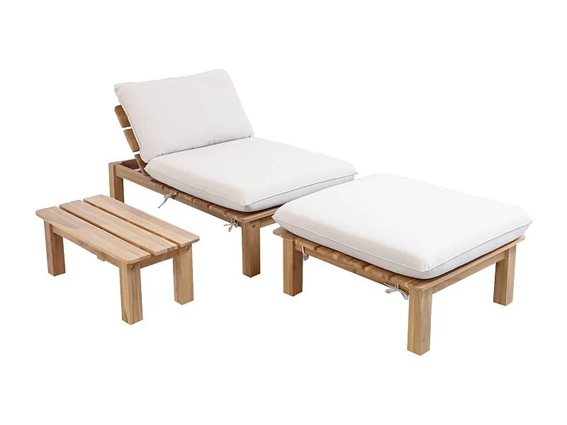 Lettino prendisole modulabile in legno di acacia multi-posizione con