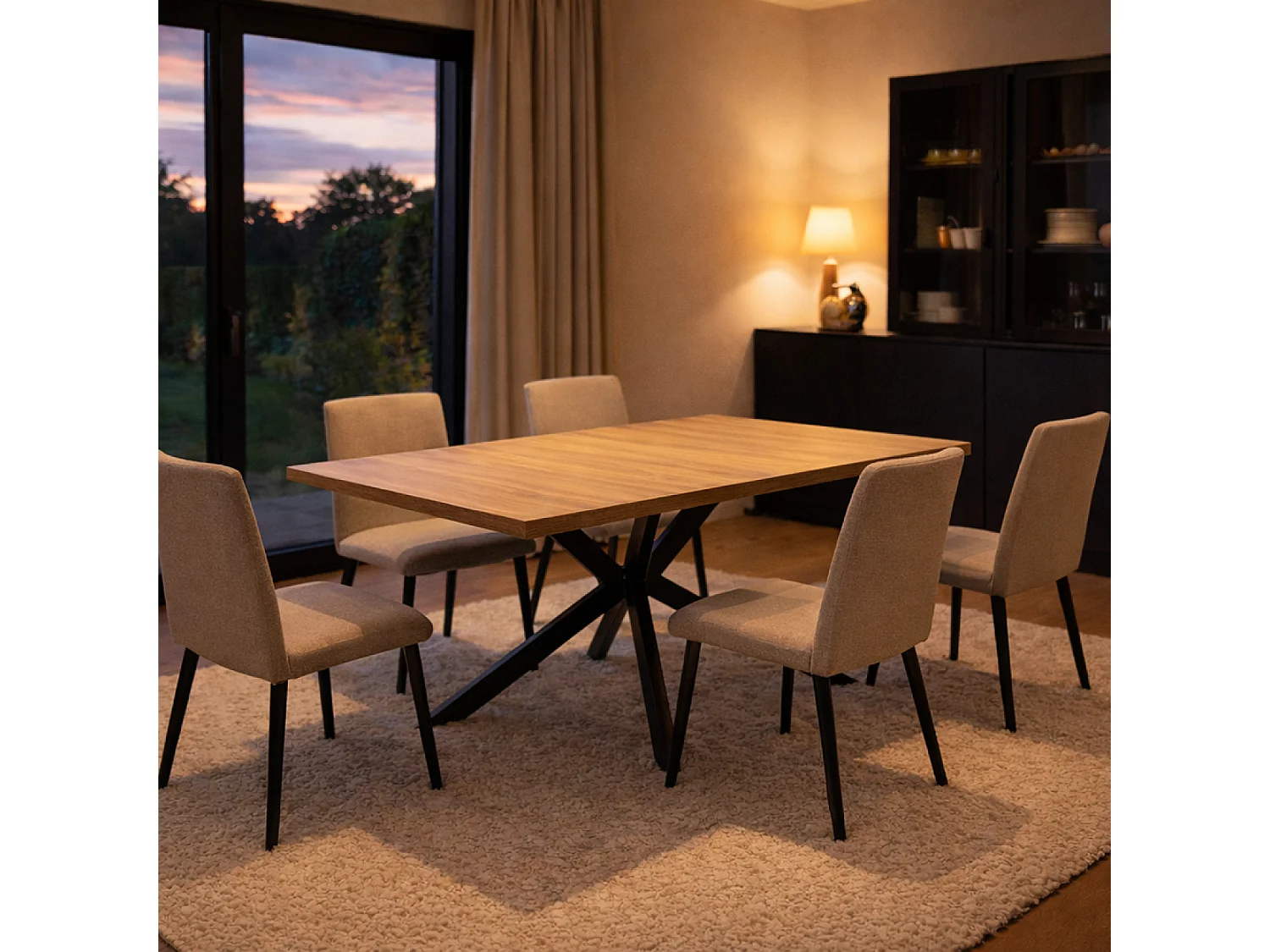 Table extensible 8 personnes effet bois 200cm HINGA