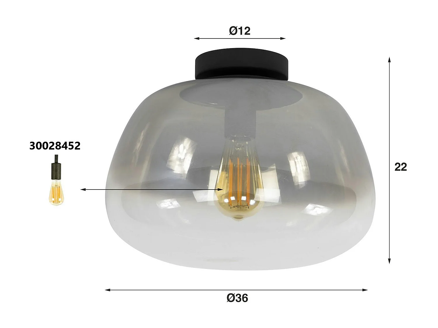 Plafonnier en verre fumé style organique NIAGARA