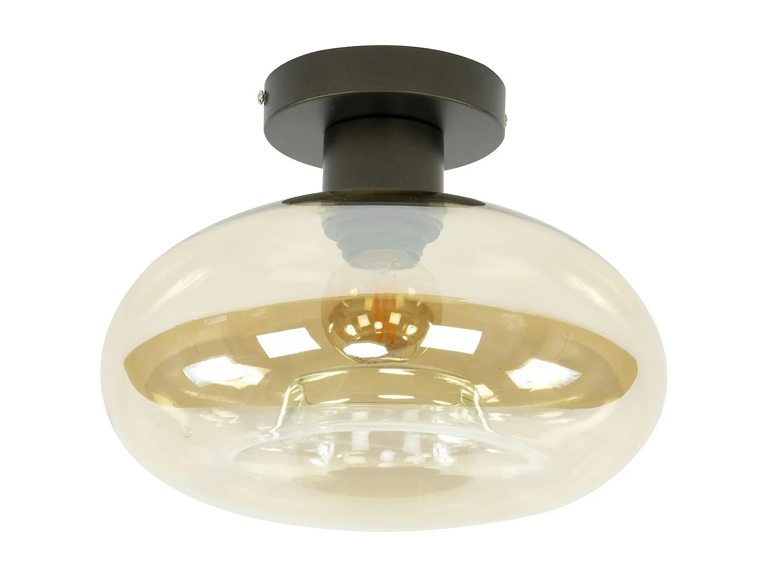 Plafonnier vintage anneau en verre ambré NIAGARA