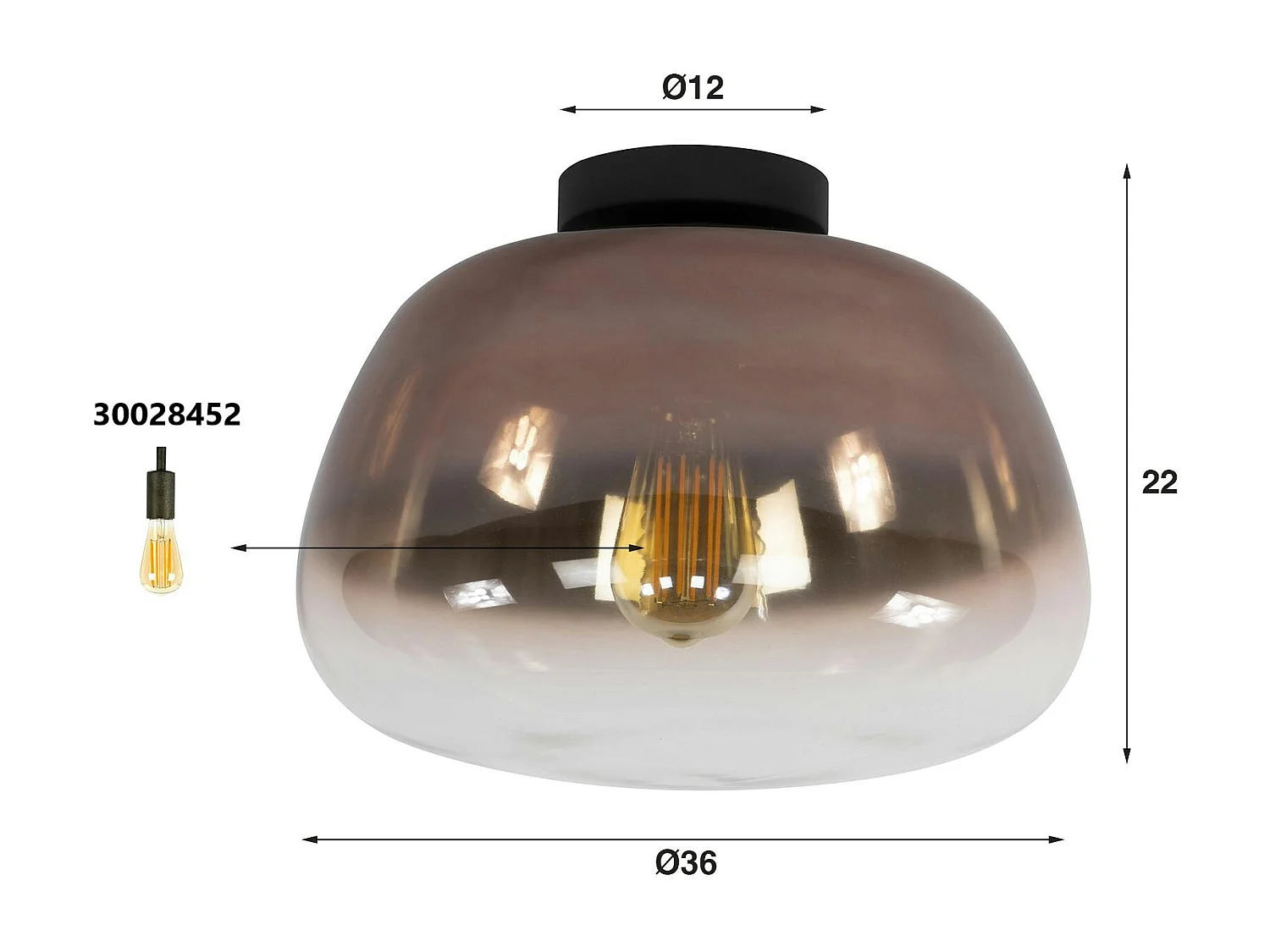 Plafonnier en verre cuivré style organique NIAGARA