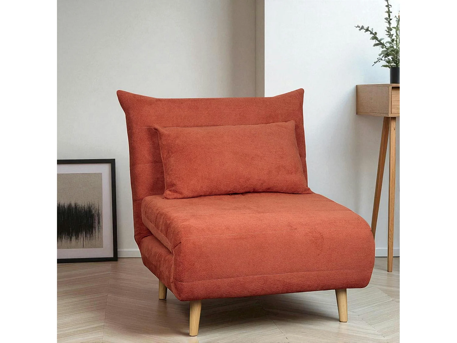 Fauteuil convertible 1 place rouille - coussin inclus PALAU