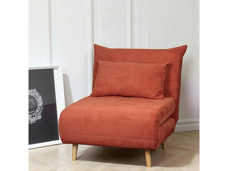 Fauteuil convertible 1 place rouille - coussin inclus PALAU