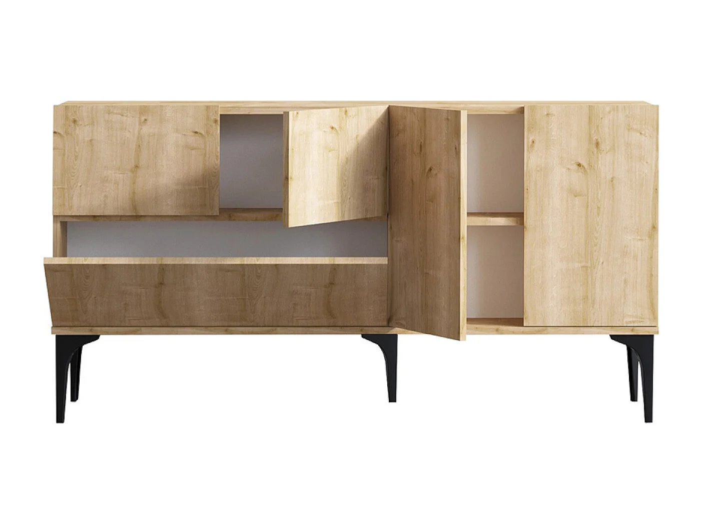 Buffet design 5 portes couleur chêne – 150 cm NILO