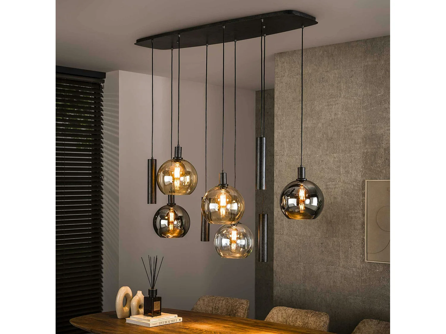 Suspension cuisine design 9 abat-jour assortis NOVA