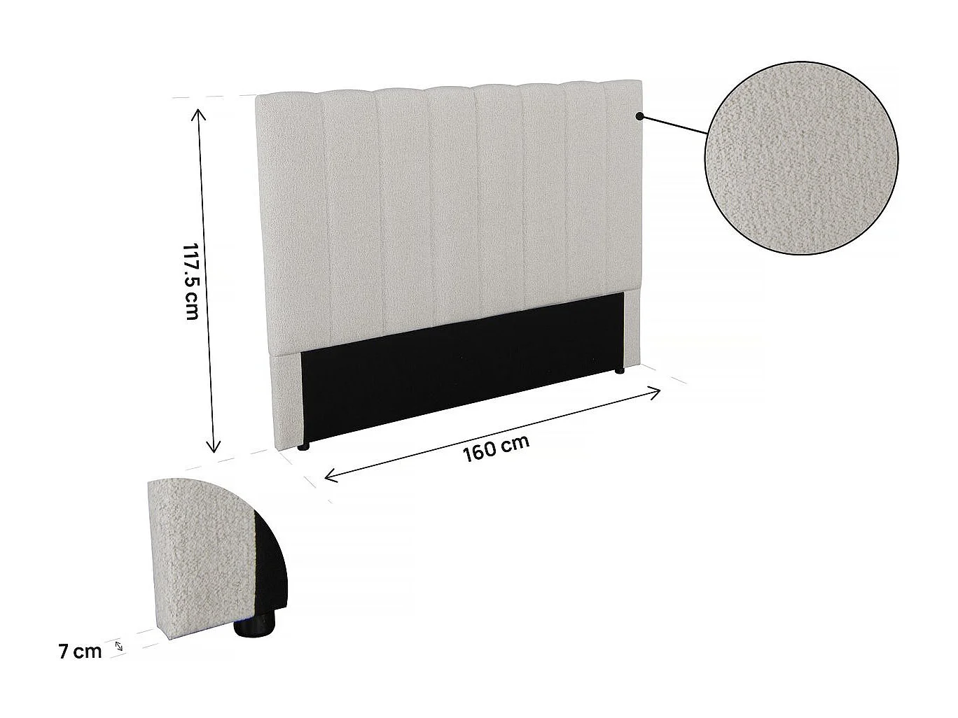 Tête de lit en tissu texturé "Val Thorens" - Beige - 160 cm