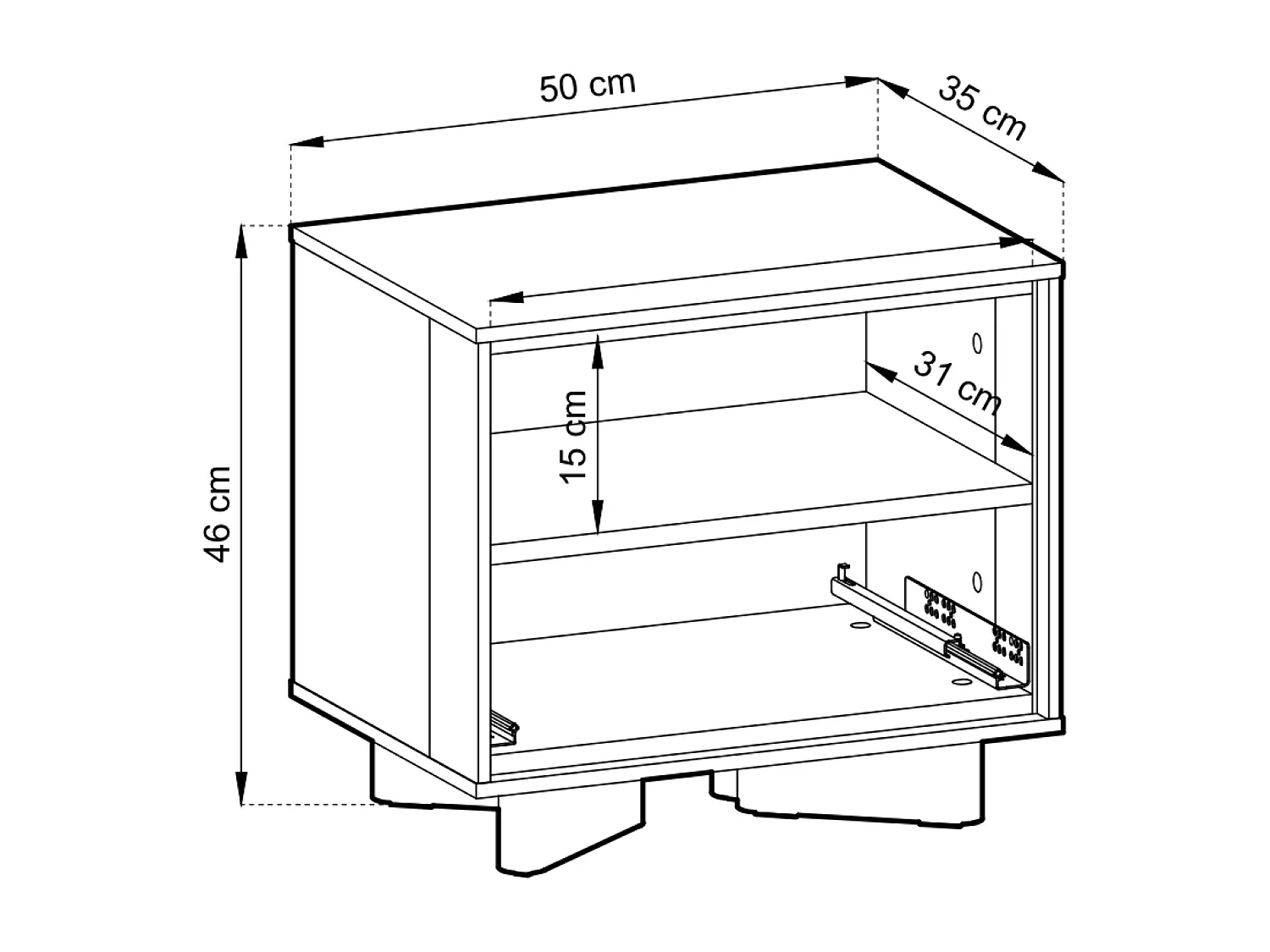 Nachttisch mit Schublade und geriffelter Front Kaschmirgrau / Eichenholzoptik – 50 cm – DISTRIA