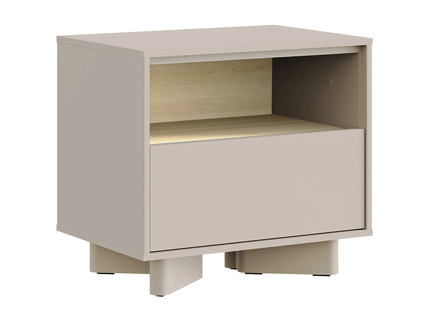 Nachttisch mit Schublade Kaschmirgrau / Eichenholzoptik – 50 cm – DISTRIA