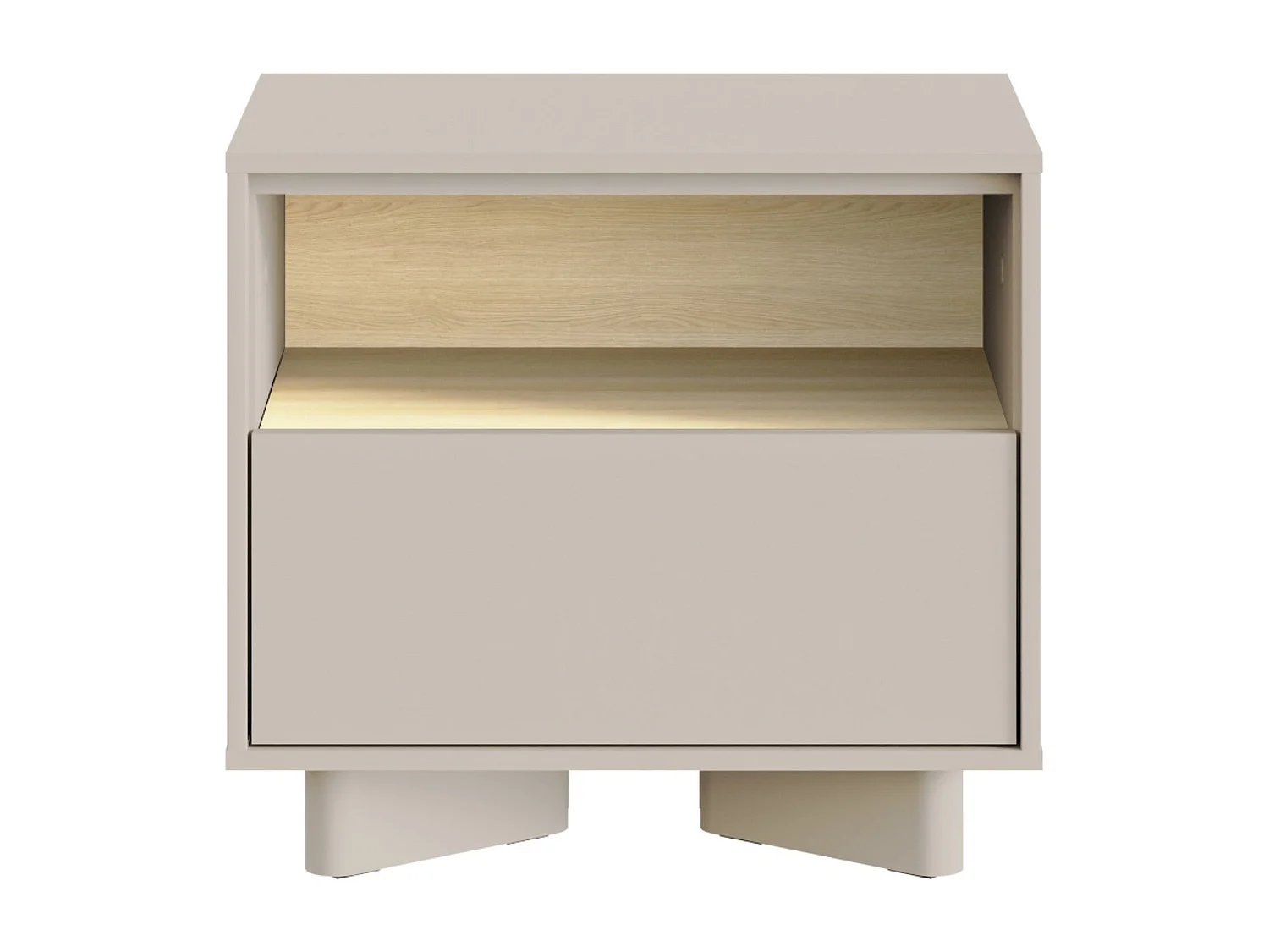 Nachttisch mit Schublade Kaschmirgrau / Eichenholzoptik – 50 cm – DISTRIA