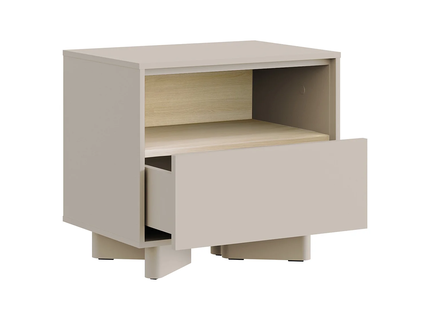 Table de chevet avec tiroir – 50 cm – gris cachemire aspect chêne – DISTRIA