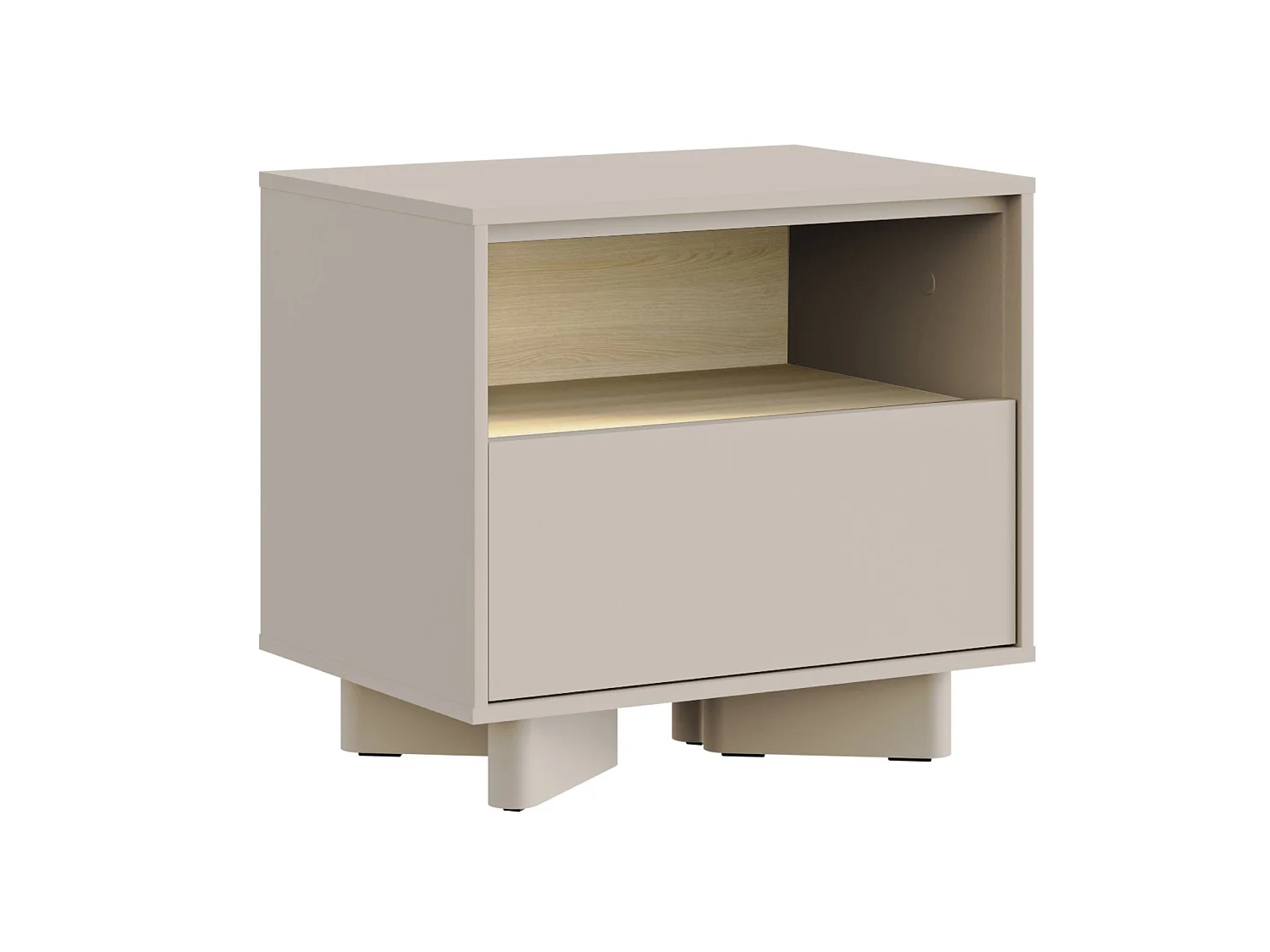 Table de chevet avec tiroir – 50 cm – gris cachemire aspect chêne – DISTRIA
