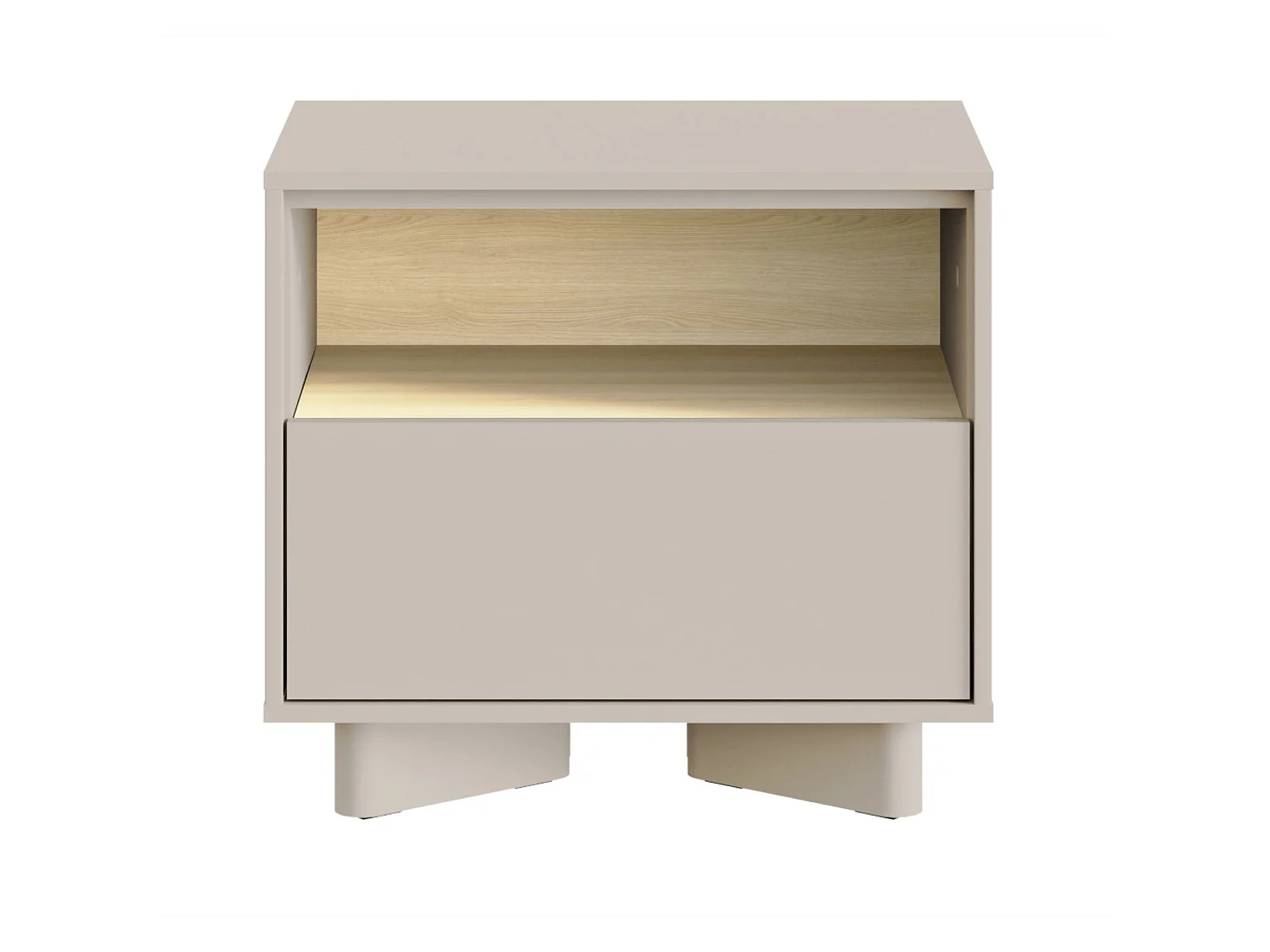 Table de chevet avec tiroir – 50 cm – gris cachemire aspect chêne – DISTRIA